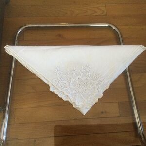 Vintage Egyptian Cotton Handkerchief with Embroidery, 13” square